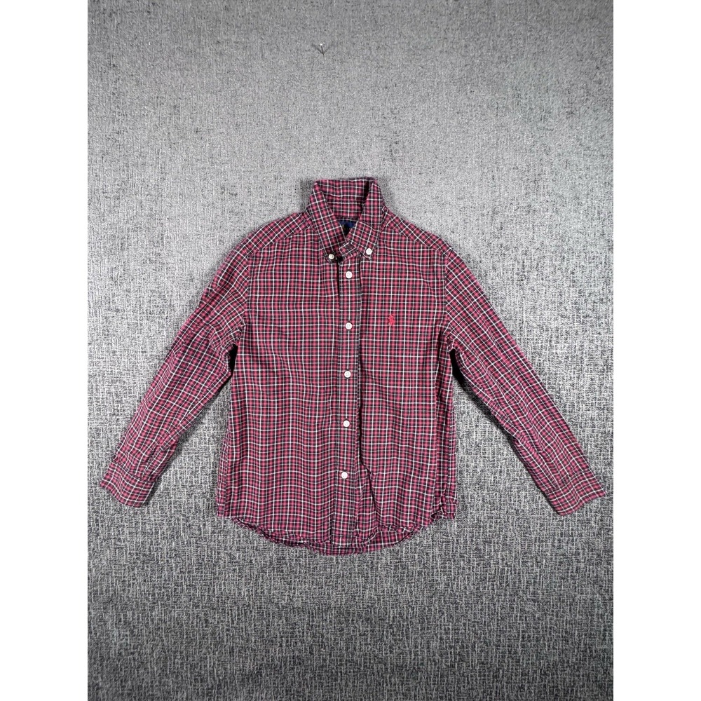Polo Ralph Lauren Boys Shirt Size 7  Button‎ Down Pony Long Sleeve Red Black